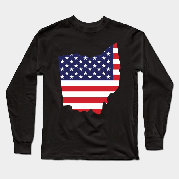 Ohio State Shape Flag Background Long Sleeve T-Shirt by anonopinion